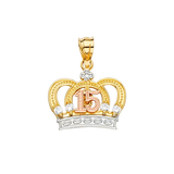 Quince Anos Crown with CZ Pendant - 14k Tri Color Gold