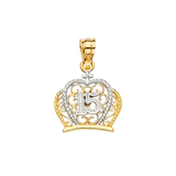 Quince Anos Crown with CZ Pendant - 14k Two Tone Gold