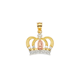 Guadalupe Crown with CZ Pendant - 14k Tri Color Gold