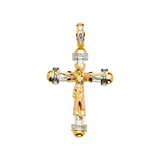 Fancy Crucufix with CZ Pendant - 14k Tri Color Gold