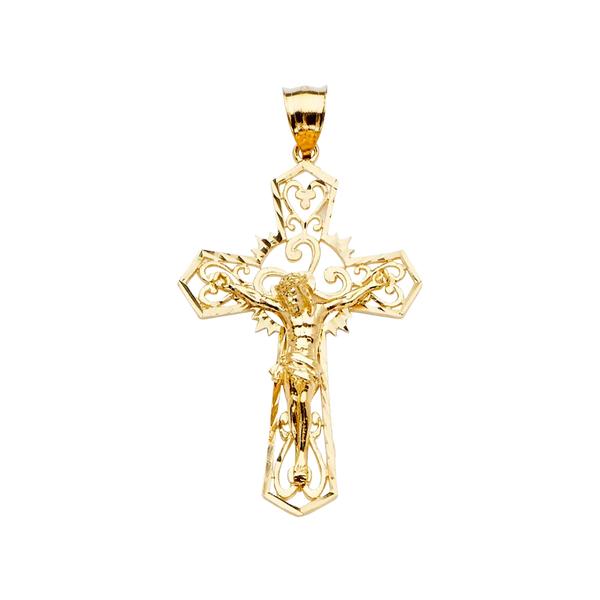 Fancy Crucufix Pendant - 14k Yellow Gold