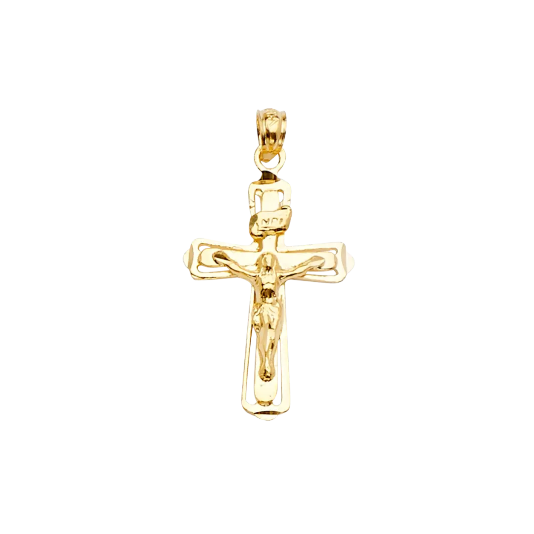 Fancy Crucufix Pendant - 14k Yellow Gold