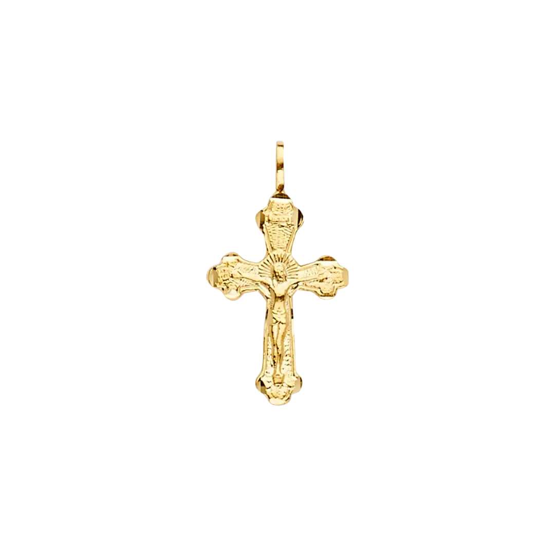 Fancy Crucufix Pendant - 14k Yellow Gold