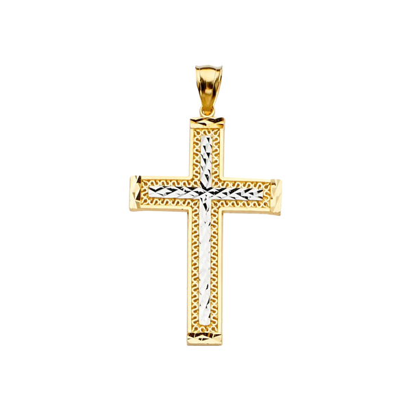 Cross Pendant - 14k Two Tone Gold