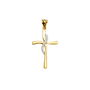 Cross with CZ Pendant - 14k Two Tone Gold