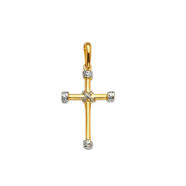 Cross Pendant - 14k Two Tone Gold