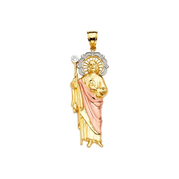 San Judas Pendant - 14k Tri Color Gold