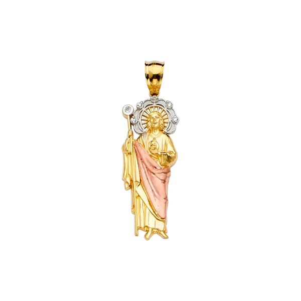 San Judas Pendant - 14k Tri Color Gold