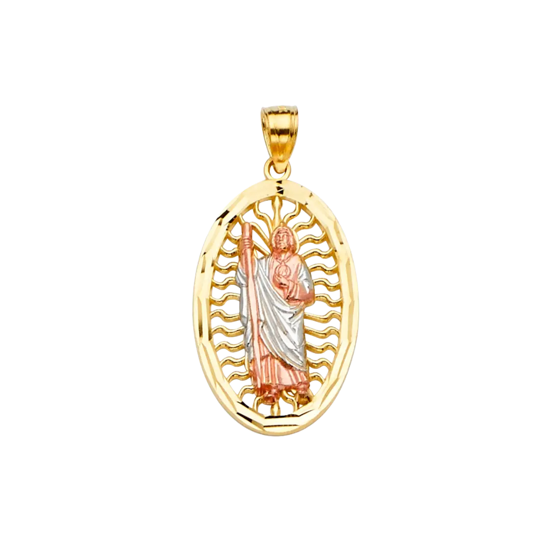 San Judas Pendant - 14k Tri Color Gold