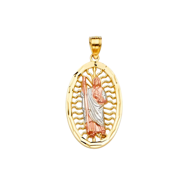 San Judas Pendant - 14k Tri Color Gold