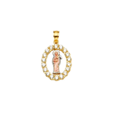 Santa Muerte with CZ Pendant - 14k Tri Color Gold