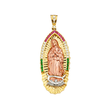 Guadalupe with Mexican Color CZ Pendant - 14k Tri Color Gold