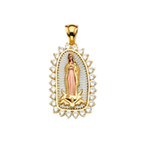 Guadalupe with CZ Pendant - 14k Tri Color Gold