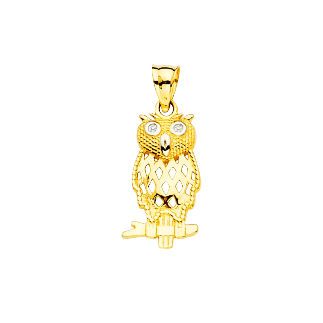 Owl Pendant - 14k Yellow Gold