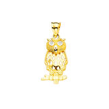 Owl Pendant - 14k Yellow Gold