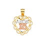 Quince Anos Heart Pendant - 14k Tri Color Gold