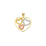 Heart Pendant - 14k Tri Color Gold 