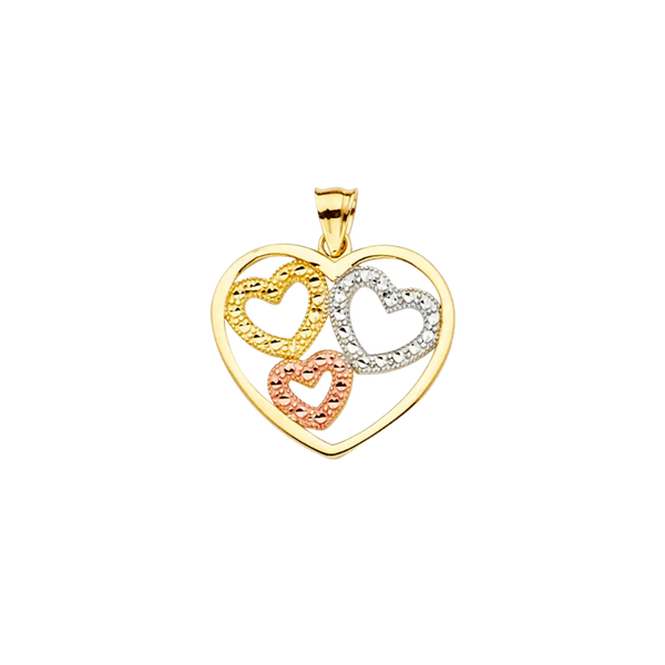 Heart Pendant - 14k Tri Color Gold 