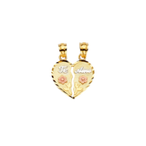 Te Amo Heart 2 Piece Pendant - 14k Tri Color Gold