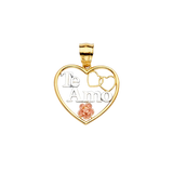 Heart Te Amo Pendant - 14k Tri Color Gold