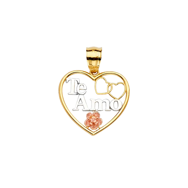 Heart Te Amo Pendant - 14k Tri Color Gold