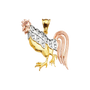 Rooster with CZ Pendant - 14k Tri Color Gold