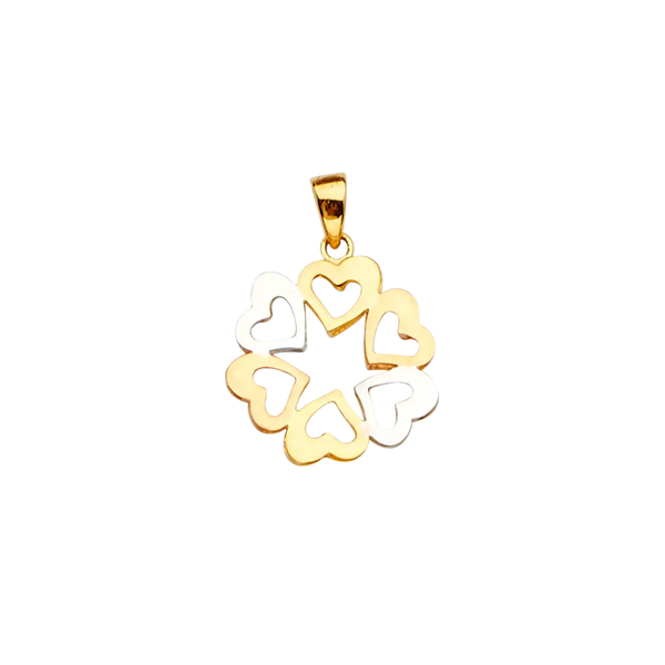 Six Heart Pendant - 14k Tri Color Gold