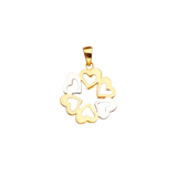 Six Heart Pendant - 14k Tri Color Gold