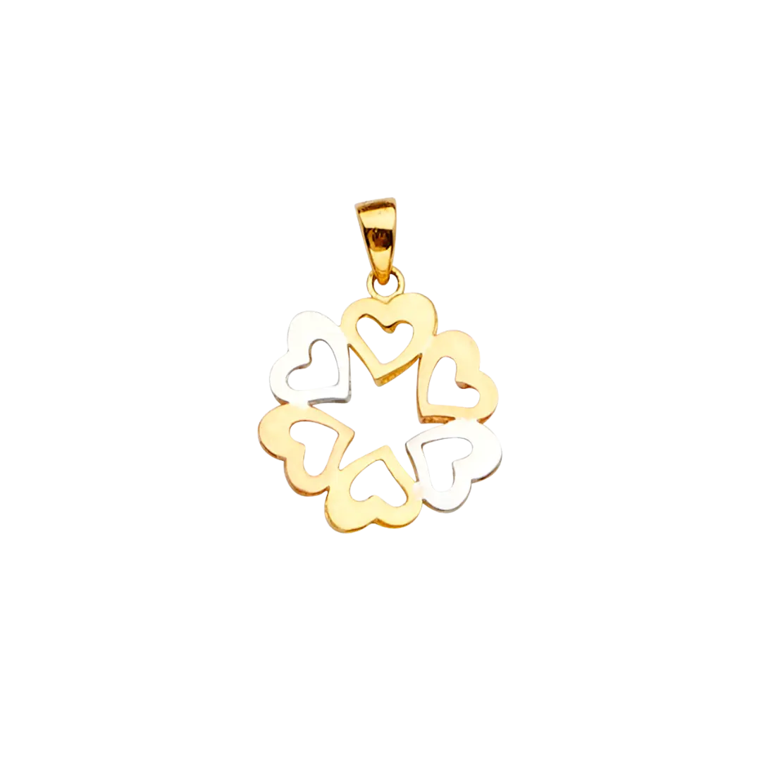 Six Heart Pendant - 14k Tri Color Gold