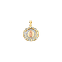 Oval Nuestra Boda with Guadalupe and CZ Pendant - 14k Tri Color Gold 