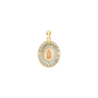 Oval Nuestra Boda with Guadalupe and CZ Pendant - 14k Tri Color Gold 