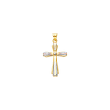 Hollow Fancy Cross Pendant - 14k Tri Color Gold