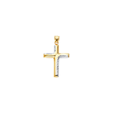 Hollow Fancy Cross Pendant - 14k Two Tone Gold