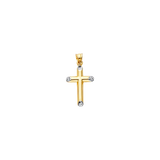 Hollow Fancy Cross Pendant - 14k Two Tone Gold