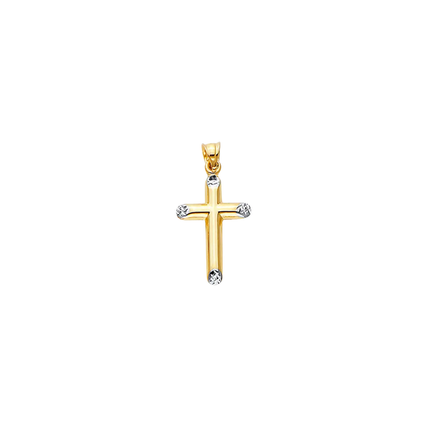 Hollow Fancy Cross Pendant - 14k Two Tone Gold