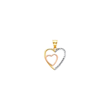 Double Heart DC Pendant - 14k Tri Color Gold