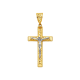 Crucufix Corss Pendant - 14k Two Tone Gold