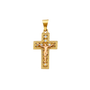 Fancy Crucufix Cross with CZ Pendant - 14k Two Tone Gold