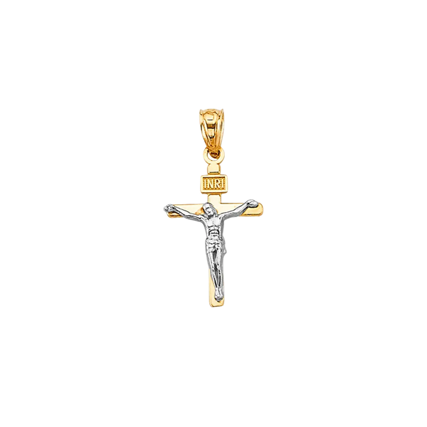 Fancy Crucufix Pendant - 14k Two Tone Gold