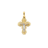 Crucufix Corss Pendant - 14k Two Tone Gold