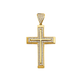 Cross with CZ Pendant - 14k Yellow Gold