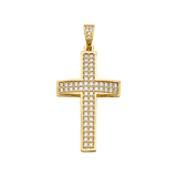 Cross with CZ Pendant - 14k Yellow Gold