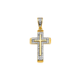 Cross with CZ Pendant - 14k Two Tone Gold