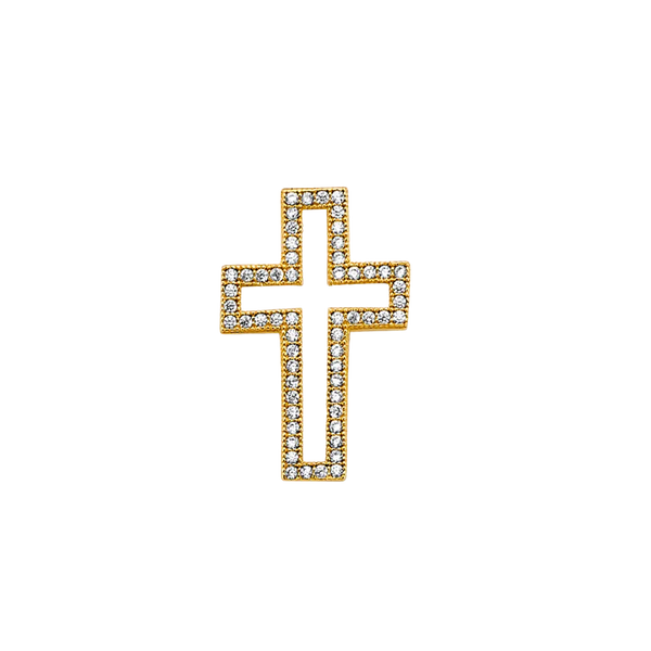 Cross with CZ Pendant - 14k Yellow Gold