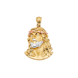 Jesus Christ Head Pendant with CZ - 14k Tri Color Gold