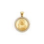 Round Jesus with CZ Pendant - 14k Yellow Gold