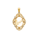 Love with CZ Pendant - 14k Yellow Gold