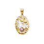 Oval Te Amo with CZ Pendant - 14k Tri Color Gold