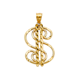 Dollar Sign Pendant - 14k Yellow Gold