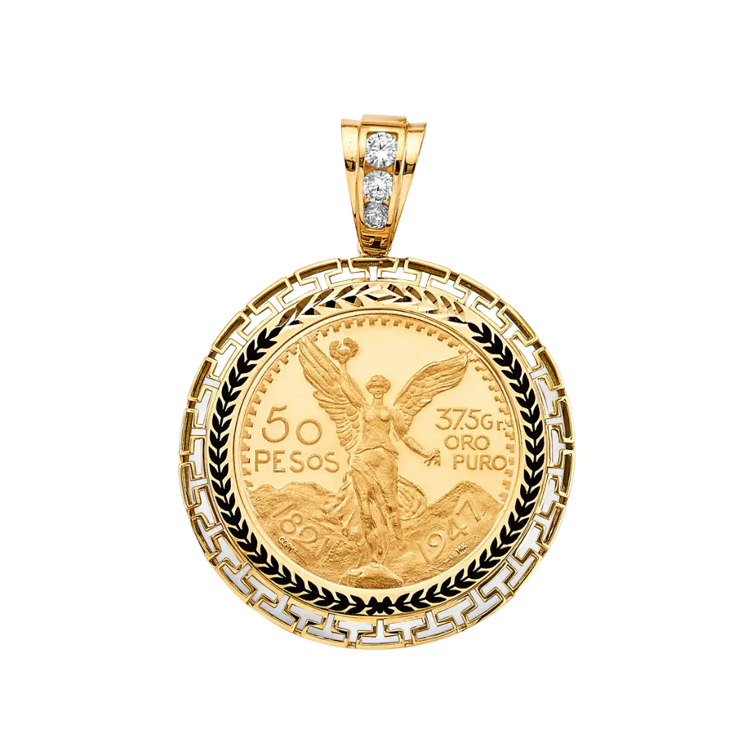 Greek Frame with Coin (50 Pesos) - 14k Gold